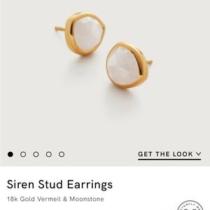 Monica Vinader Siren Studs Pair - 18k Gold Vermeil and Moonstone.